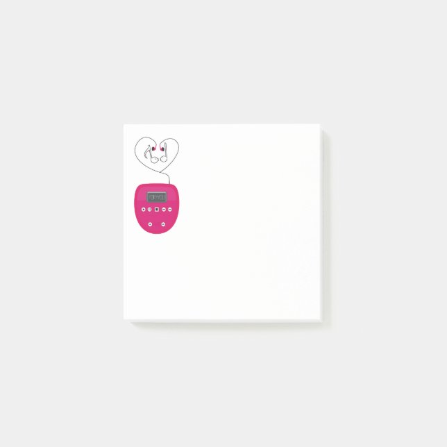 Bloco De Notas Pink CD Player with Earphones Kissing (Frente)