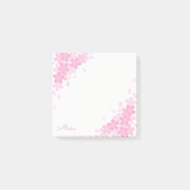 Bloco De Notas Pink Cherry Blossom Personalizado 3x3 Posta as not (Frente)