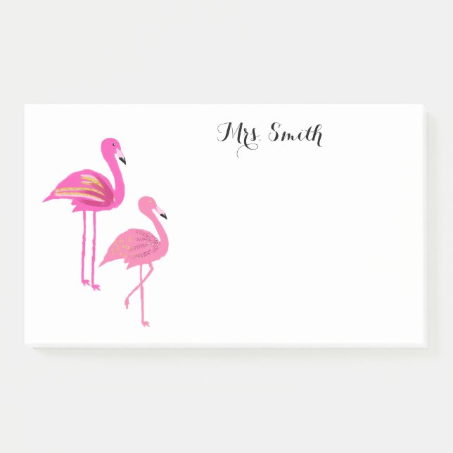 Bloco De Notas Pink Flamingo Teacher anota notas de Posto (Frente)