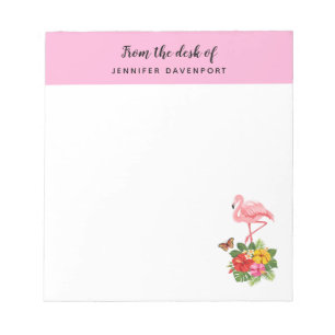 Bloco De Notas Pink Flamingo & Tropical Hibiscus Fancy