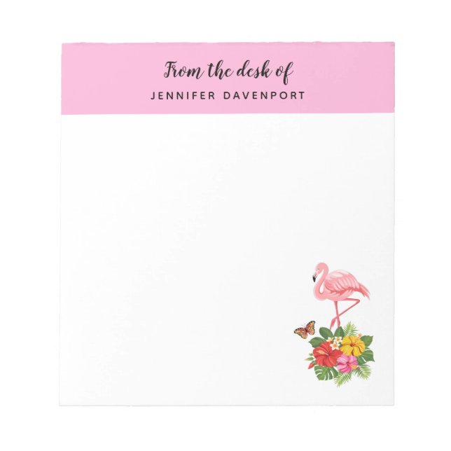 Bloco De Notas Pink Flamingo & Tropical Hibiscus Fancy (Frente)