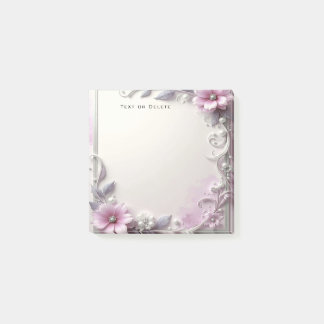 Bloco De Notas Pink Floral Frame Post it Notes