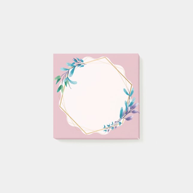 Bloco De Notas Pink Floral Sticky Notes | Cute Aesthetic Notepad (Frente)