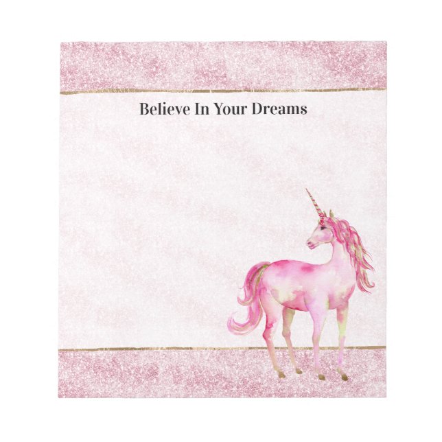 Bloco De Notas Pink Glitz Glitter Unicorn (Frente)