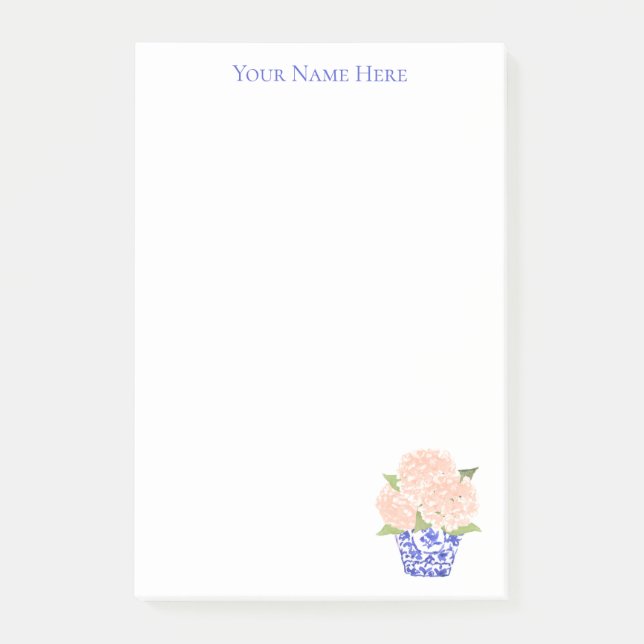 Bloco De Notas Pink Hydrangea in Chinoiserie Planer Post-It Note  (Frente)