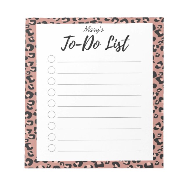 Bloco De Notas Pink Leopard To-Do List (Frente)