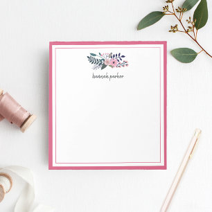 Bloco De Notas Pink Meadow   Floral Personalizado
