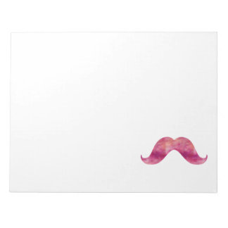 Bloco De Notas Pink Mustache Tie Dye Watercolor Mustaches Design