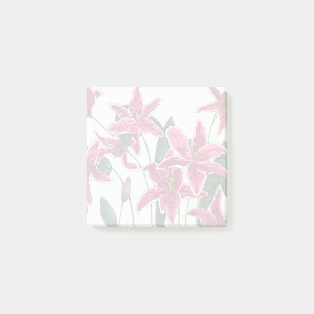 Bloco De Notas Pink Stargazer Lily Floral Pattern Sticky Notes (Frente)