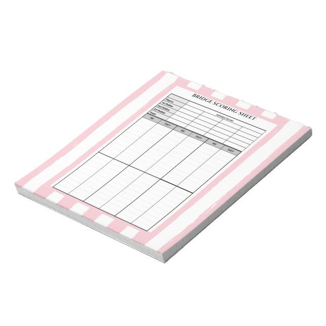 Bloco De Notas Pink Striped Bridge Score Pad (Invertido)