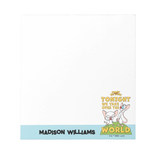 Bloco De Notas Pinky e o Cérebro | Assumir O Mundo (Frente)