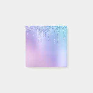 Bloco De Notas pintinho Elegante gotas de brilho azul e roxo