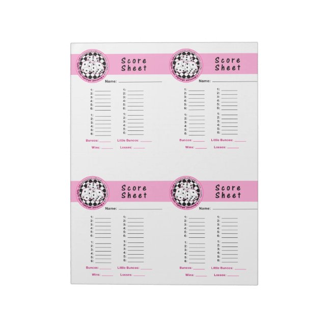 Bloco De Notas Pintinhos Bunco Roll com placa de pontuação rosa - (Invertido)