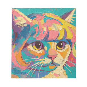 Bloco De Notas Pintura a óleo de gato fofo (#5)
