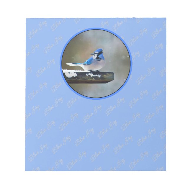 Bloco De Notas Pintura Blue Jay - Arte Original para Pássaros (Frente)