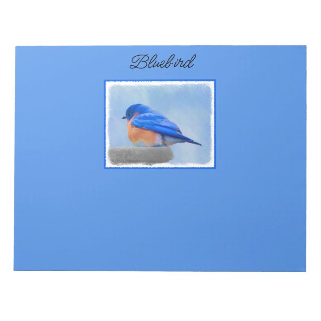 Bloco De Notas Pintura Bluebird - Arte Original para Pássaros (Frente)