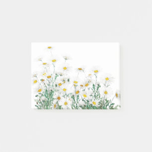 Bloco De Notas pintura de aquarela horizontal margarida branca