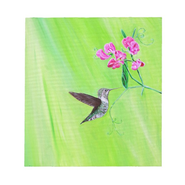 Bloco De Notas Pintura de aves e ervilhas doces (Frente)