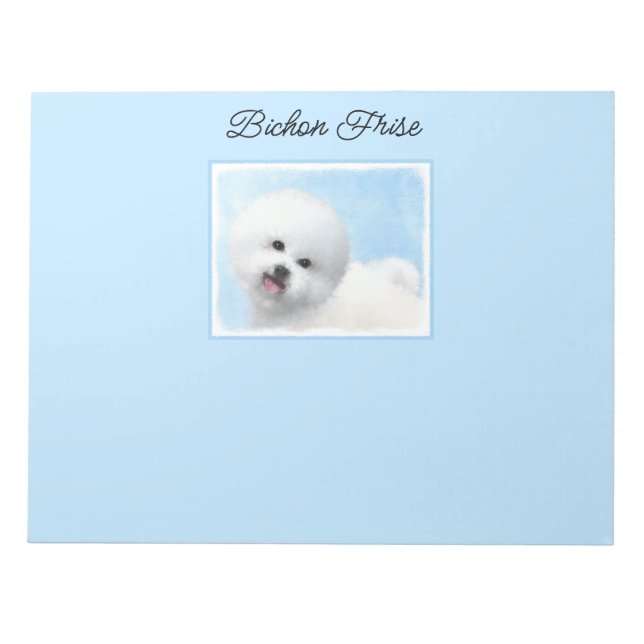 Bloco De Notas Pintura de Bichon Frise - Arte de Cachorro Origina (Frente)