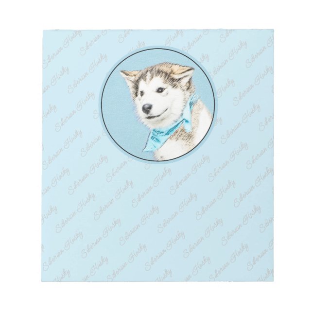 Bloco De Notas Pintura De Cachorro Siberiana - Arte De Cachorro O (Frente)
