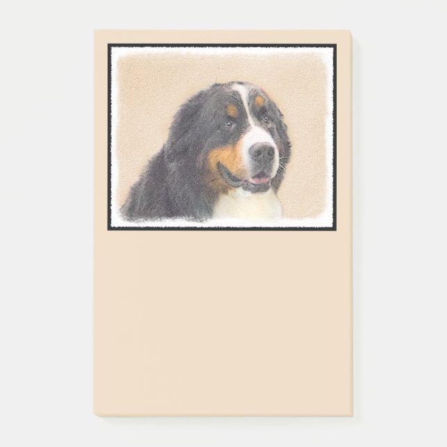 Bloco De Notas Pintura De Cão Da Montanha Bernese - Arte Original (Frente)