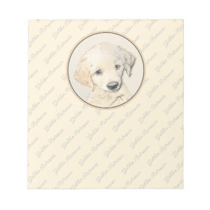 Bloco De Notas Pintura De Cãozinho Para Retriever ouro - Arte De