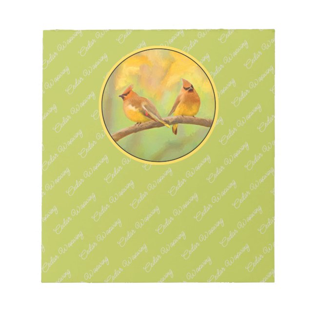 Bloco De Notas Pintura De Cedar Waxwing - Arte De Cachorro Origin (Frente)