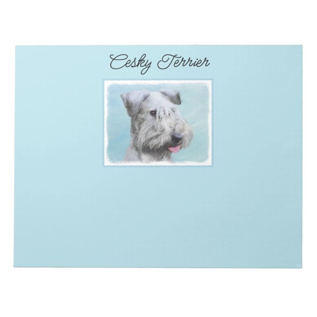Bloco De Notas Pintura de Cesky Terrier - Arte de Cachorro Origin (Frente)