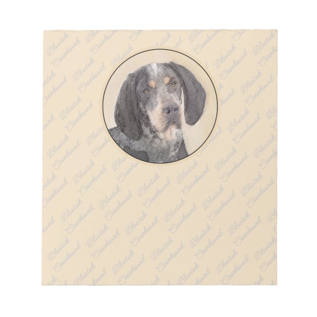 Bloco De Notas Pintura de Connhound Bluetick - Cachorro Original  (Frente)