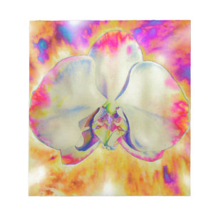Bloco De Notas Pintura de cor d'água com orquídea abstrato românt