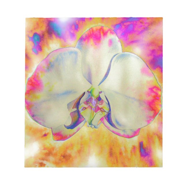 Bloco De Notas Pintura de cor d'água com orquídea abstrato românt (Frente)