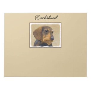 Bloco De Notas Pintura de Dachshund (Cachorro de Pelo Duro) Arte 