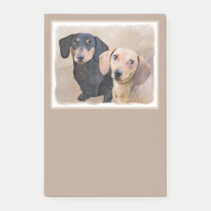 Bloco De Notas Pintura de Dachshund (Liso) - Arte Original de Cac