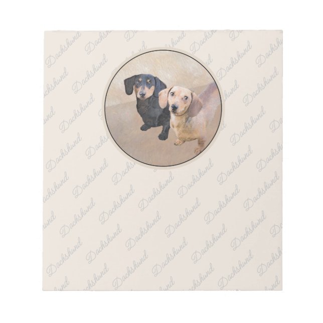 Bloco De Notas Pintura de Dachshund (Smooth) - Arte de Cão Origin (Frente)