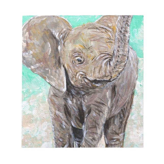 Bloco De Notas Pintura de elefante bebê (Frente)