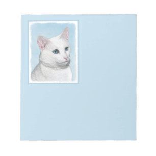 Bloco De Notas Pintura de Gatos Brancos - Arte de Gato Original B