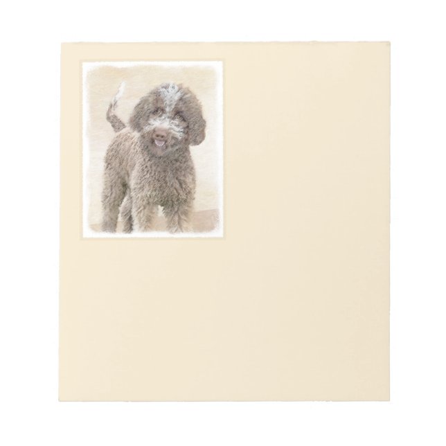 Bloco De Notas Pintura de Lagotto Romagnolo - Arte de Cachorro Or (Frente)