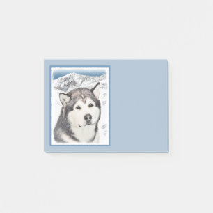 Bloco De Notas Pintura de Malamute no Alasca - Arte de Cachorro O