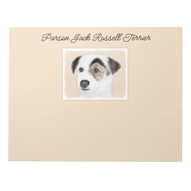 Bloco De Notas Pintura de Parson Jack Russell Terrier - Arte de C (Frente)