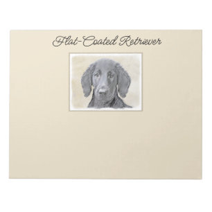 Bloco De Notas Pintura De Retriever Revestida Plana - Arte De Cão