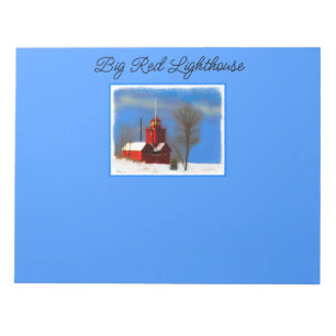 Bloco De Notas Pintura do Farol Vermelho Grande - Arte Original