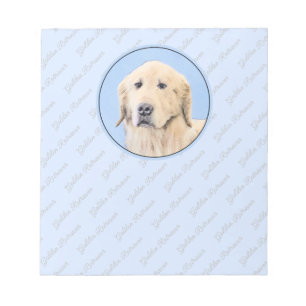 Bloco De Notas Pintura do ouro Retriever - Arte Cachorra Original