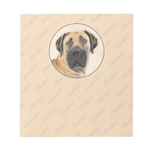 Bloco De Notas Pintura em Boerboel - Arte Cachorra Original