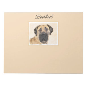 Bloco De Notas Pintura em Boerboel - Arte Cachorra Original