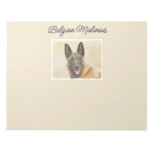 Bloco De Notas Pintura em Malinois Belga - Arte Cachorra Original