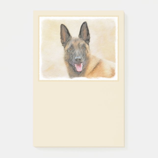 Bloco De Notas Pintura em Malinois Belga - Arte Cachorra Original (Frente)