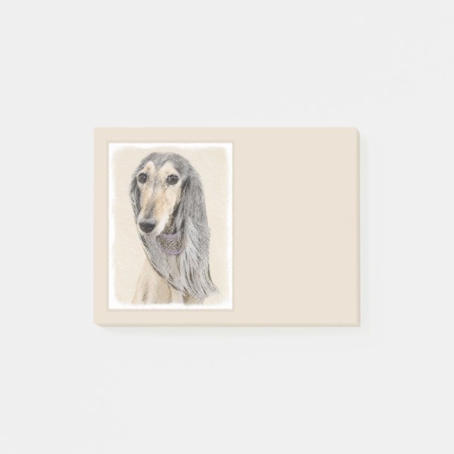Bloco De Notas Pintura em Saluki (Fawn) - Arte de Cachorro Origin (Frente)