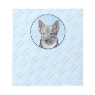 Bloco De Notas Pintura em Vallhund, na Suécia - Arte Cachorro Ori