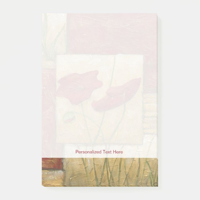 Bloco De Notas Pintura Floral com Traços Visíveis do Pincel (Frente)