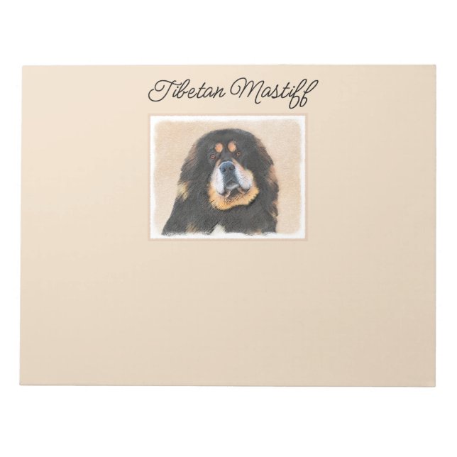 Bloco De Notas Pintura Mastiff Tibetana - Arte Negra Original par (Frente)